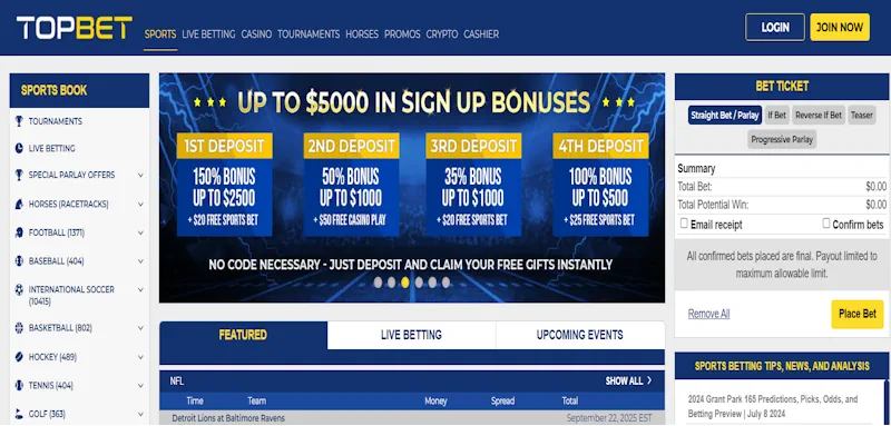 TopBet Casino Welcome Bonus screenshot