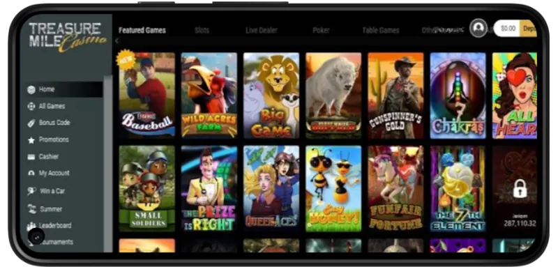 Treasure Mile Casino Mobile Play screenshot