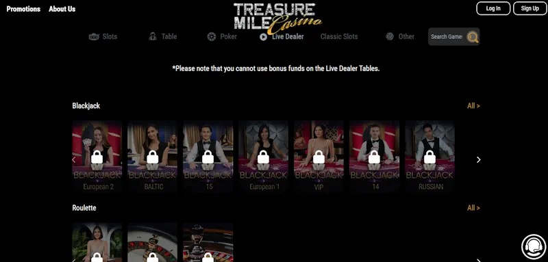 Treasure Mile Casino Live screenshot
