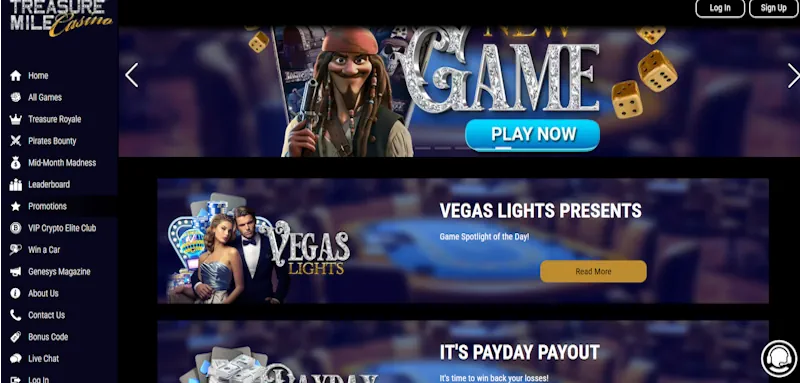 Treasure Mile Casino Ongoing Offers screenshot