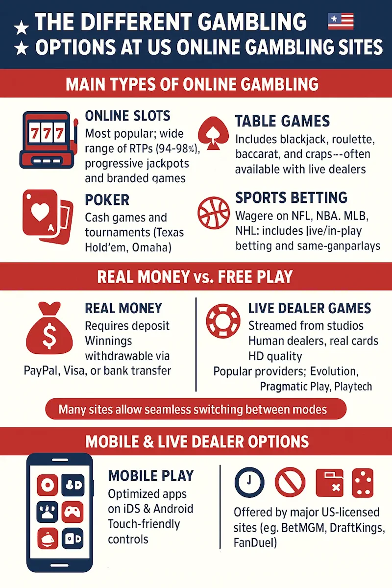Different Gambling Options infographic