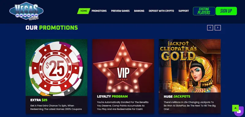 Vegas Online Casino  Ongoing Offers screenshot