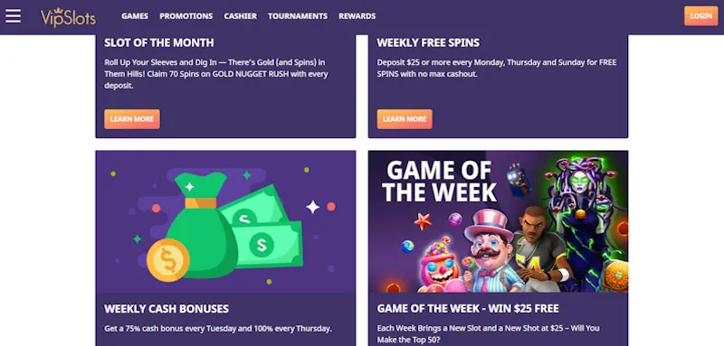 VIP Slots Casino Ongoing Offers screenshot