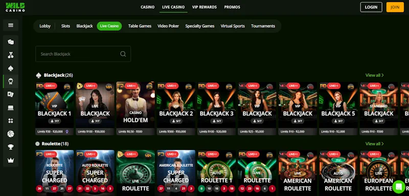 Wild Casino Casino screenshot