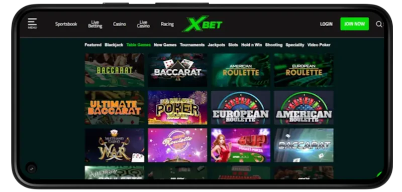 xbet Casino Table screenshot