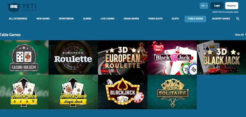 Yeti Casino Table screenshot
