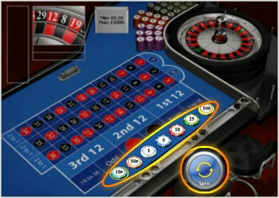 screenshot of Online Roulette
