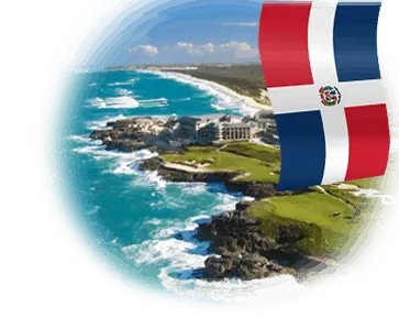 Dominican Republic Coast and Flag