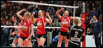 Indoor Volleyball Team Celebrating
