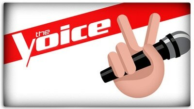 The Voice Banner with Voice Peace Sign Logo