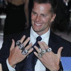 Tom Brady with All 6 Super Bowl Rings