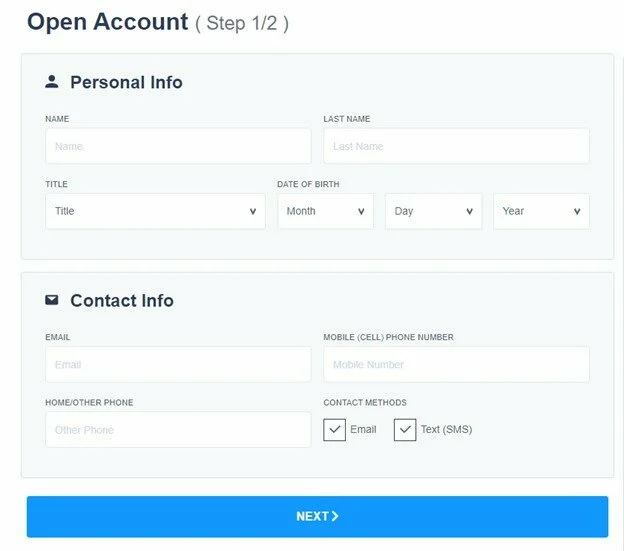BetUS Sign Up Screen